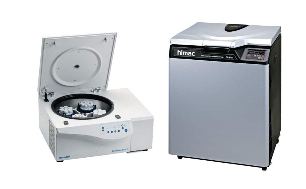 Eppendorf 5810R and himac CR22N laboratory centrifuges